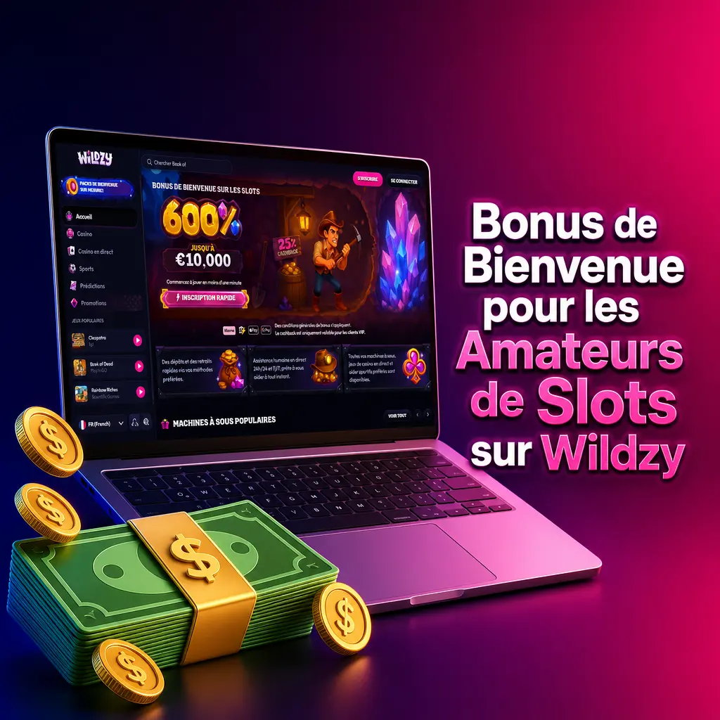 Bonus de bienvenue Wildzy 600% jusqu'à 10 000 EUR sur les machines à sous pour nouveaux joueurs