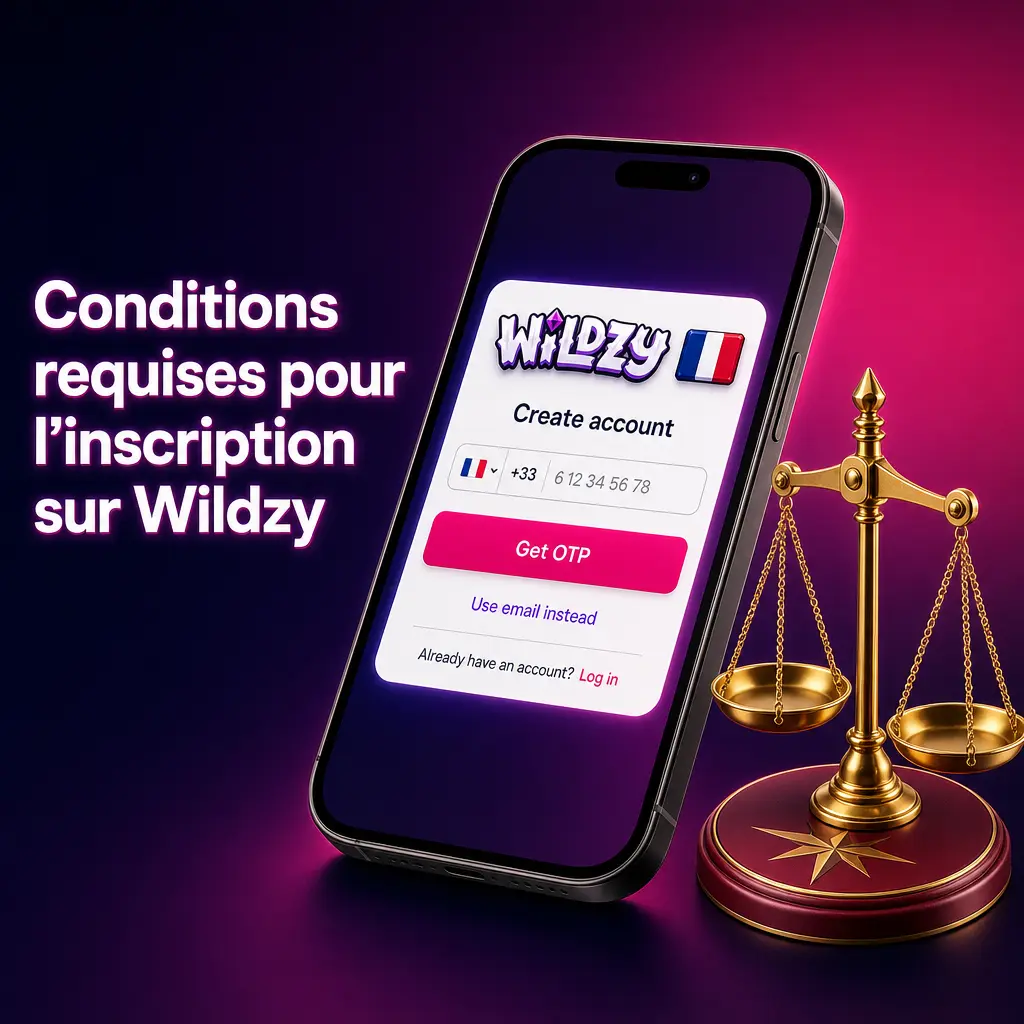 Conditions d'inscription sur Wildzy : âge légal 18 ans, identité vérifiée, compte unique et conformité aux lois françaises