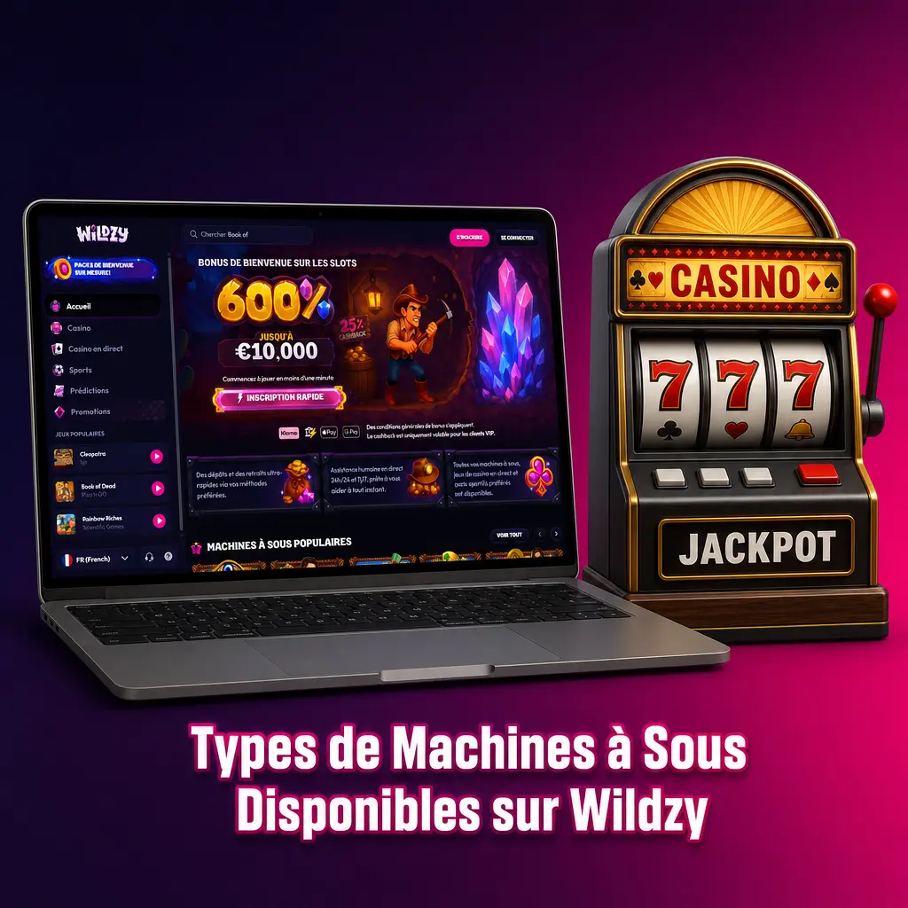 Lobby Wildzy avec plus de 7000 machines à sous classiques, vidéo slots, Megaways et jackpots progressifs