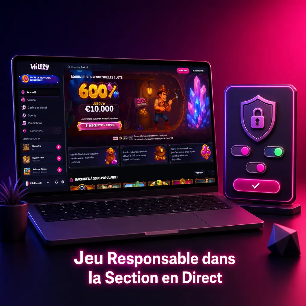 Outils de jeu responsable casino en direct Wildzy : limites de dépôt, mises et auto-exclusion pour joueurs français