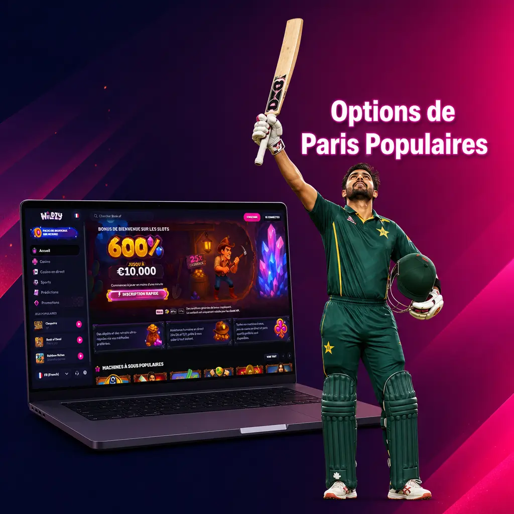 Options de paris Wildzy : en direct, multi live et prématch pour football, tennis, basketball et eSports