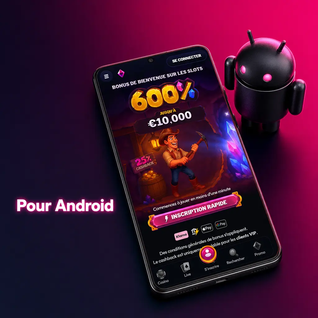 Application Wildzy APK Android à télécharger, compatible Android 6.0+, accès à plus de 7000 jeux casino mobile