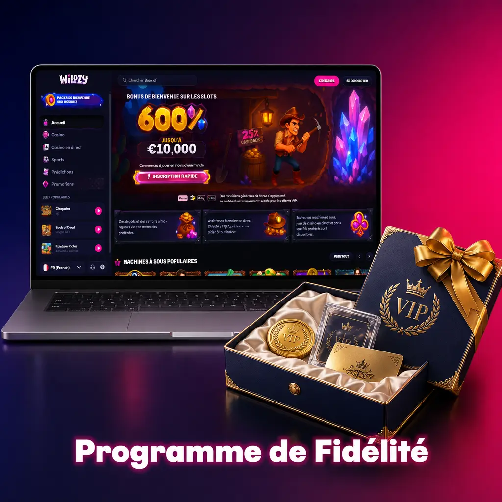 Programme de fidélité Wildzy avec niveaux Bronze, Argent, Or, Platine et Diamant pour joueurs français